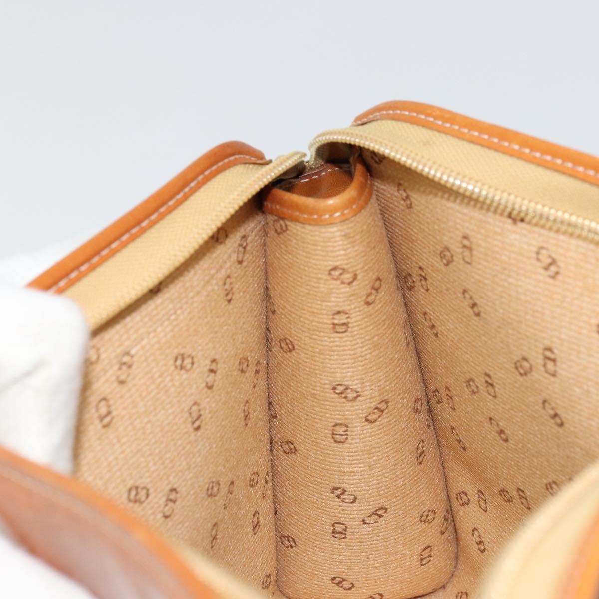 Christian Dior Clutch Bag Coated Canvas Beige Gold Auth 177532