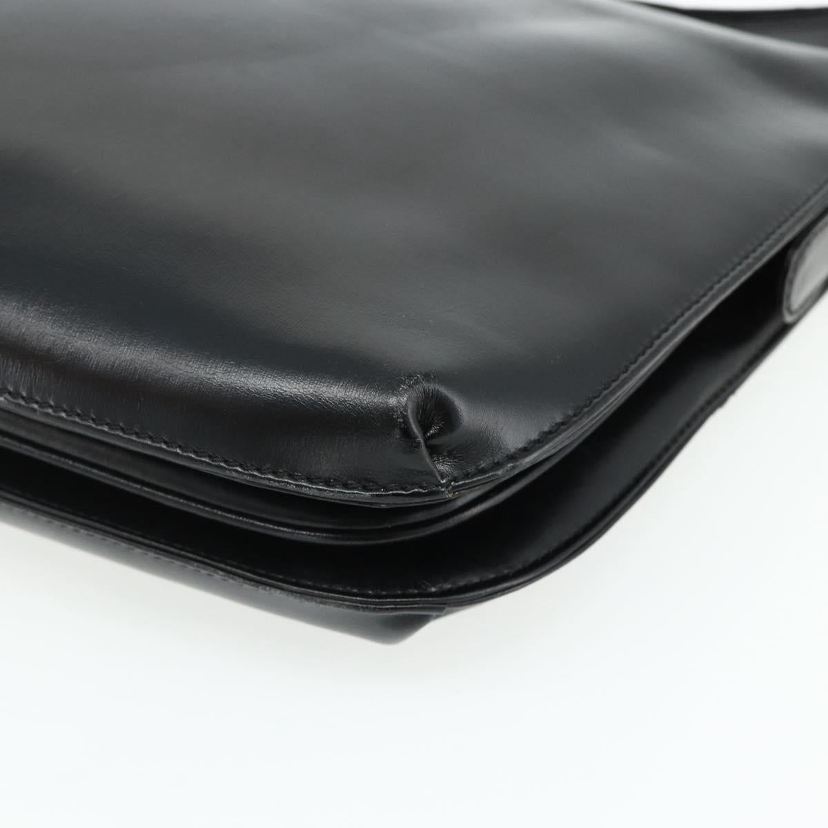 LOEWE Anagram Shoulder Bag Leather Black Gold Auth 177548