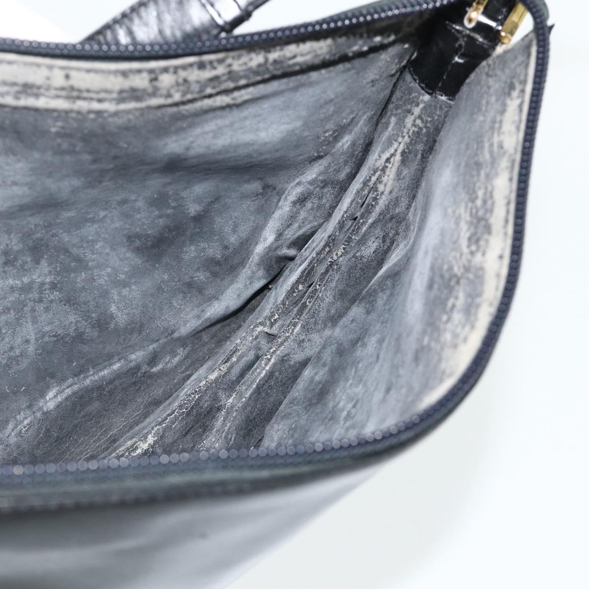 LOEWE Anagram Shoulder Bag Leather Black Gold Auth 177548