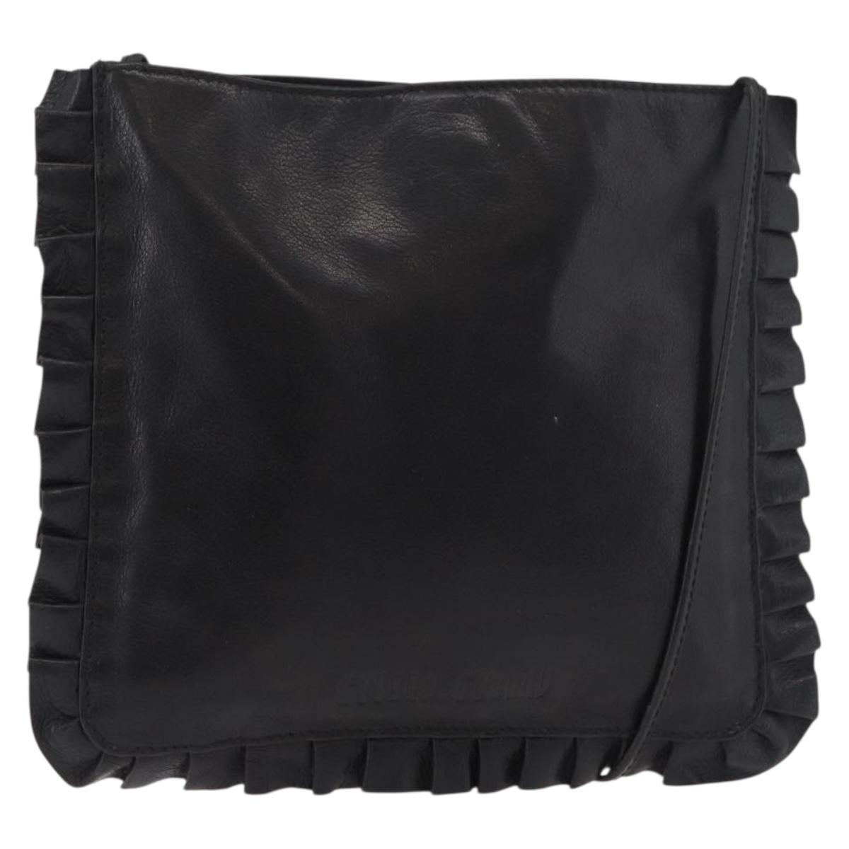 Miu Miu Shoulder Bag Leather Black Auth 177550