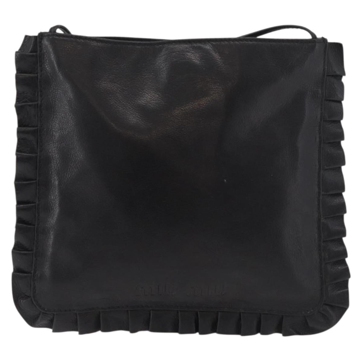 Miu Miu Shoulder Bag Leather Black Auth 177550