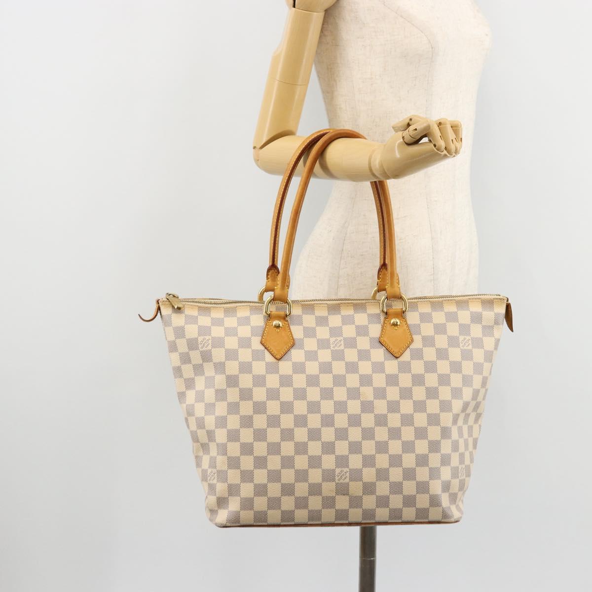 LOUIS VUITTON Damier Azur Saleya MM Tote Bag N51185 LV Auth 177559