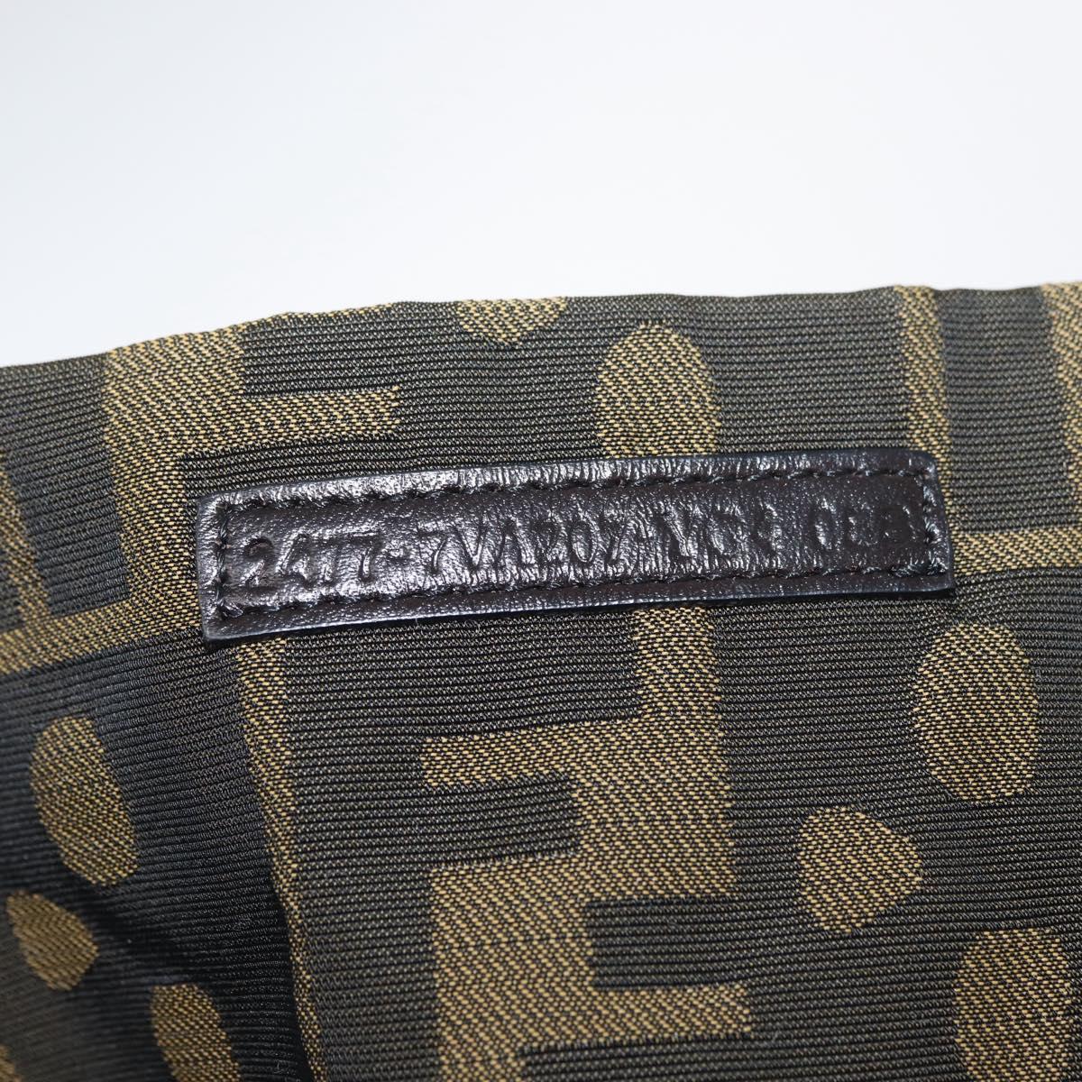 FENDI Zucca Canvas Shoulder Bag Black Brown Auth 177566