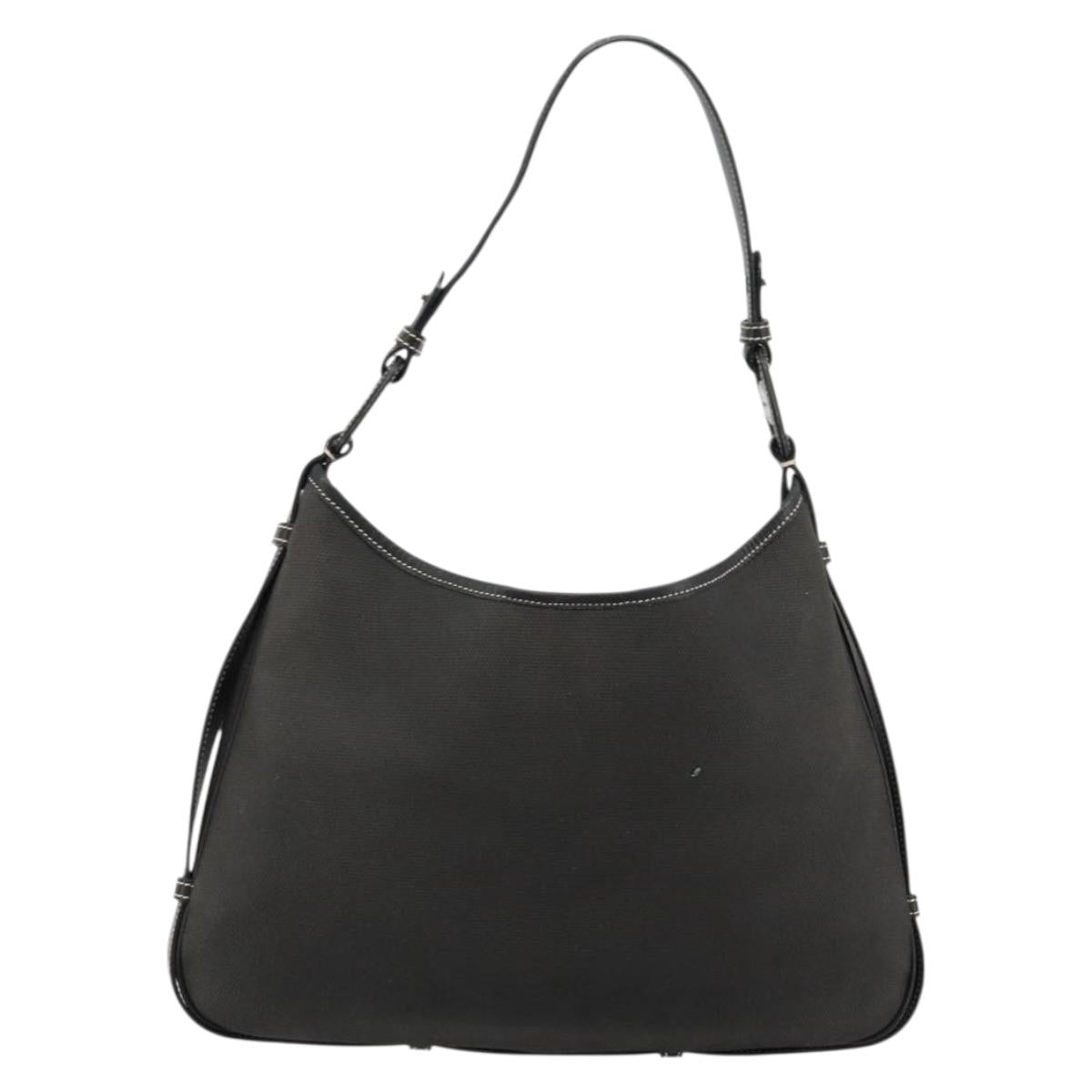 Salvatore Ferragamo Shoulder Bag Coated Canvas Black Silver Auth 177567