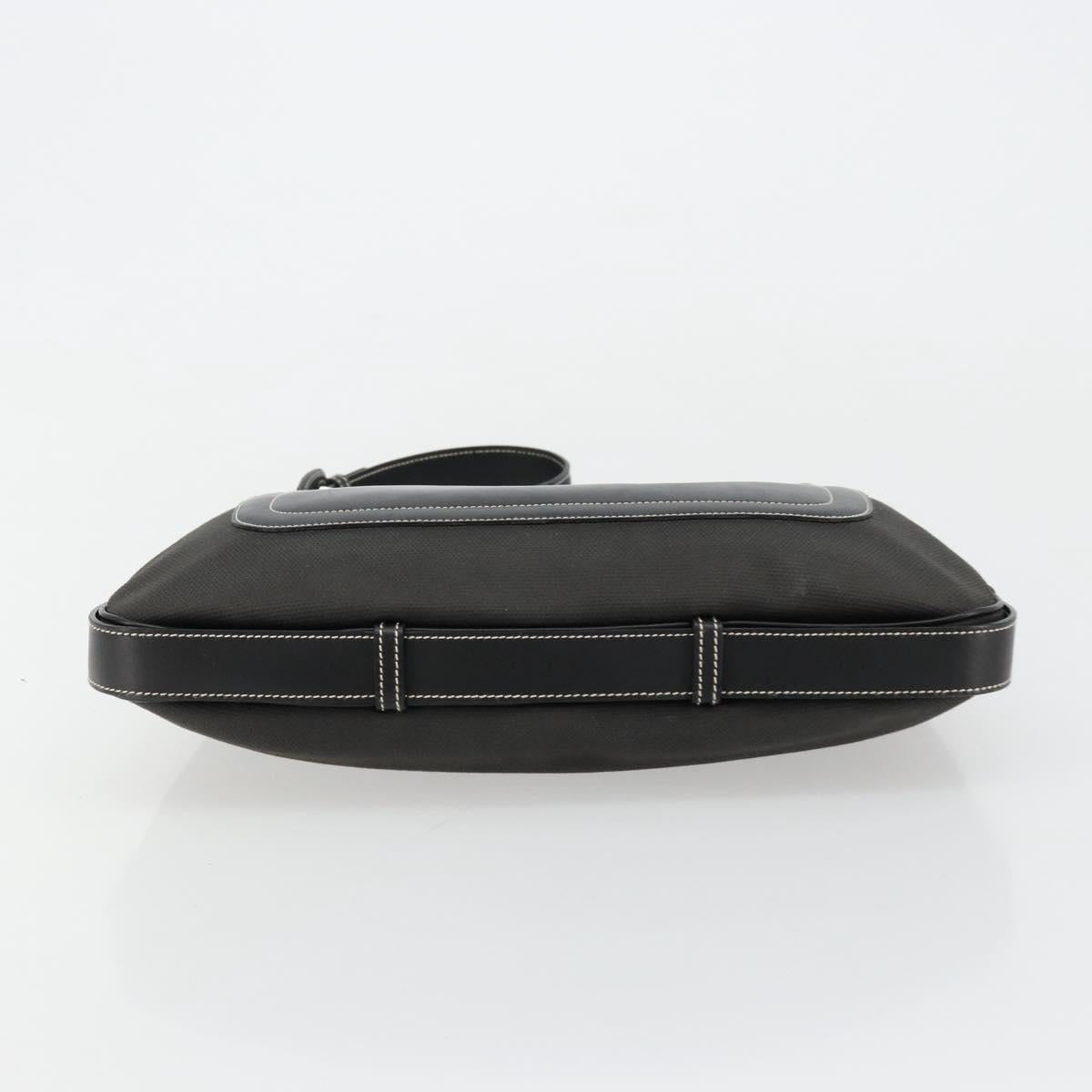 Salvatore Ferragamo Shoulder Bag Coated Canvas Black Silver Auth 177567