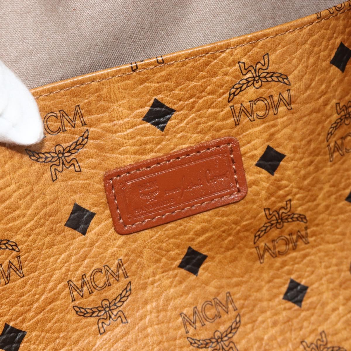 MCM Vicetos Logogram Tote Bag PVC Leather Brown Gold Auth 177569