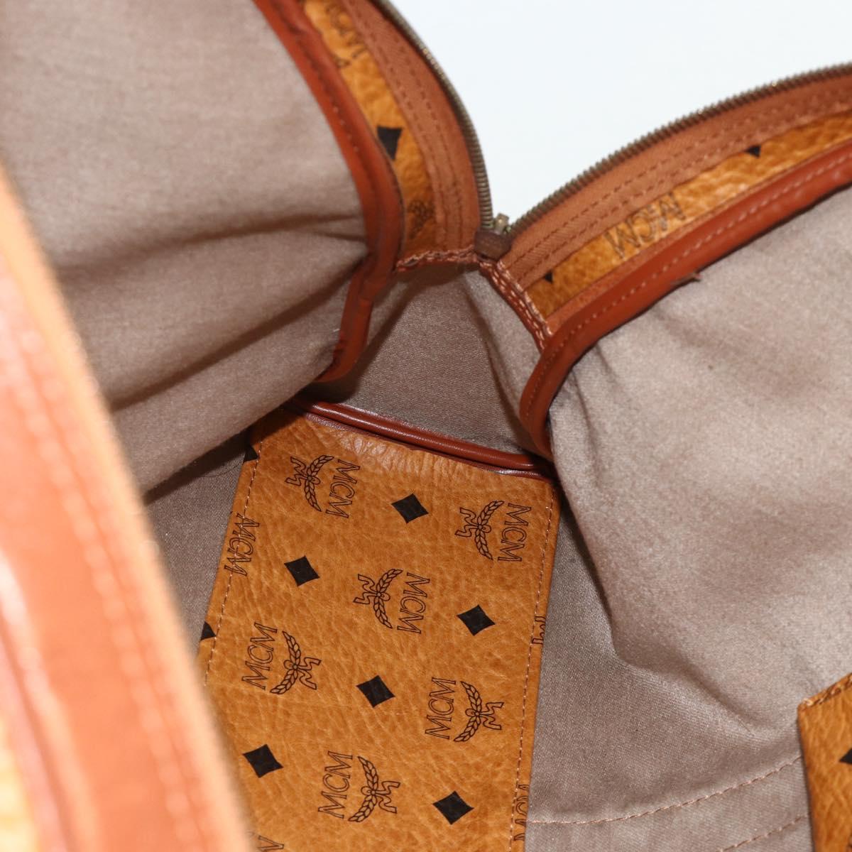 MCM Vicetos Logogram Tote Bag PVC Leather Brown Gold Auth 177569