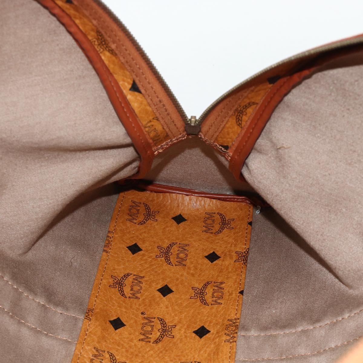 MCM Vicetos Logogram Tote Bag PVC Leather Brown Gold Auth 177569