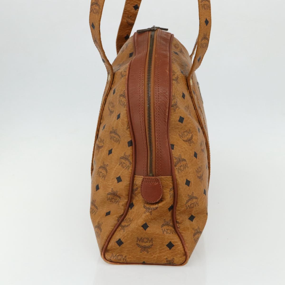 MCM Vicetos Logogram Tote Bag PVC Leather Brown Gold Auth 177569