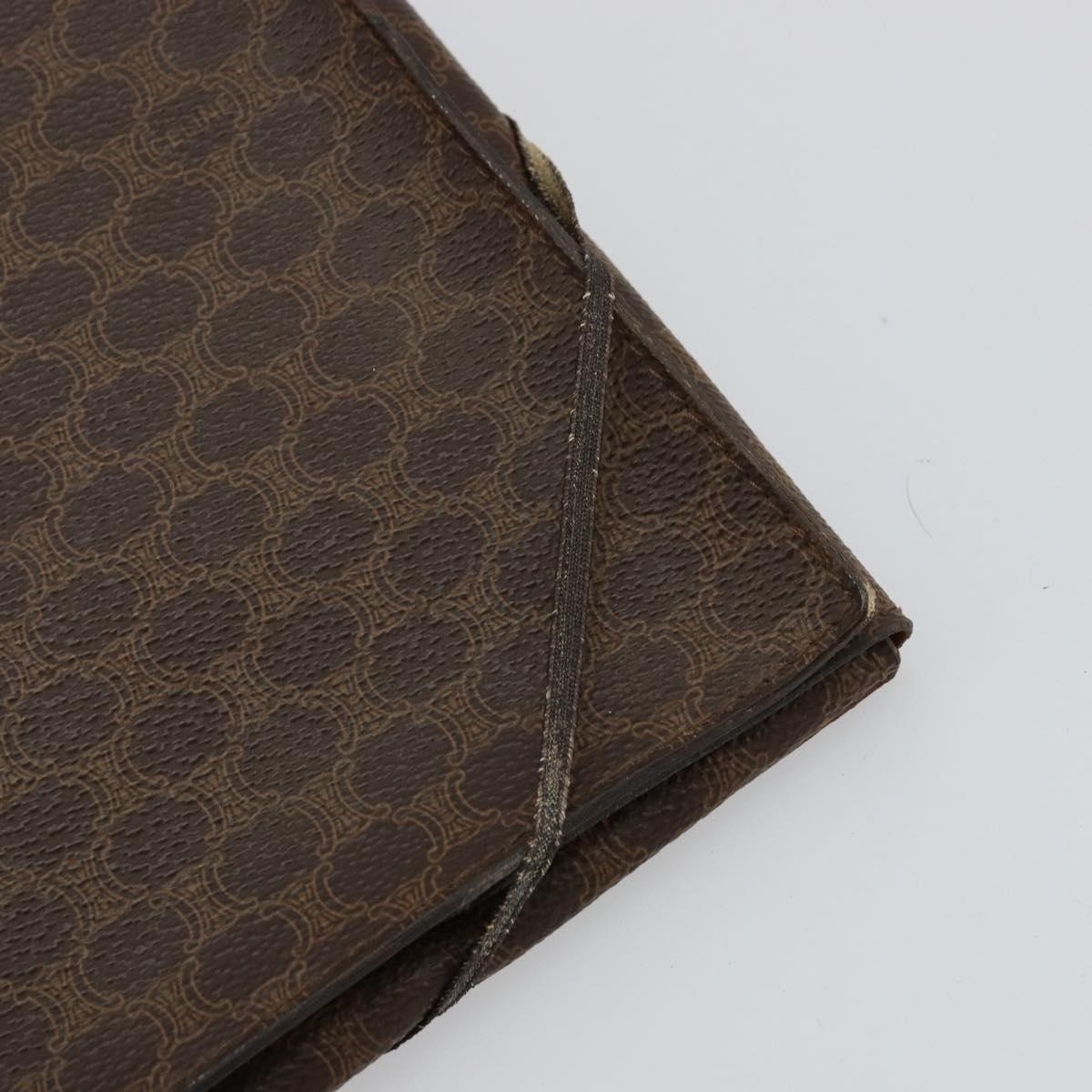 CELINE Macadam Canvas Clutch Bag PVC Leather Brown Gold Auth 177570