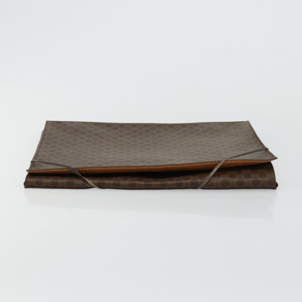 CELINE Macadam Canvas Clutch Bag PVC Leather Brown Gold Auth 177570
