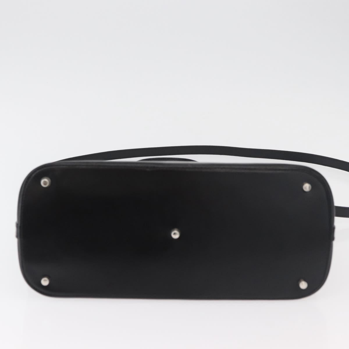 Gianni Versace Hand Bag Leather 2way Black Silver Auth 177571