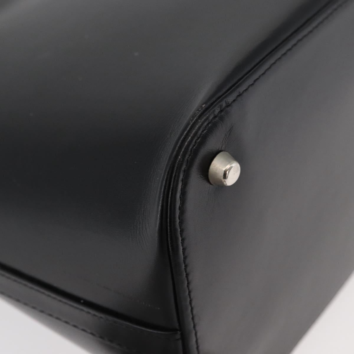Gianni Versace Hand Bag Leather 2way Black Silver Auth 177571