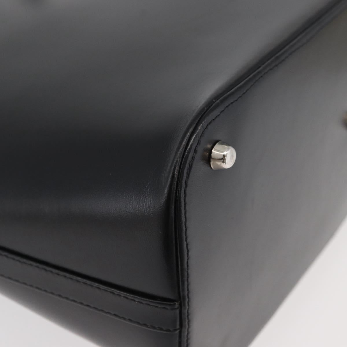 Gianni Versace Hand Bag Leather 2way Black Silver Auth 177571