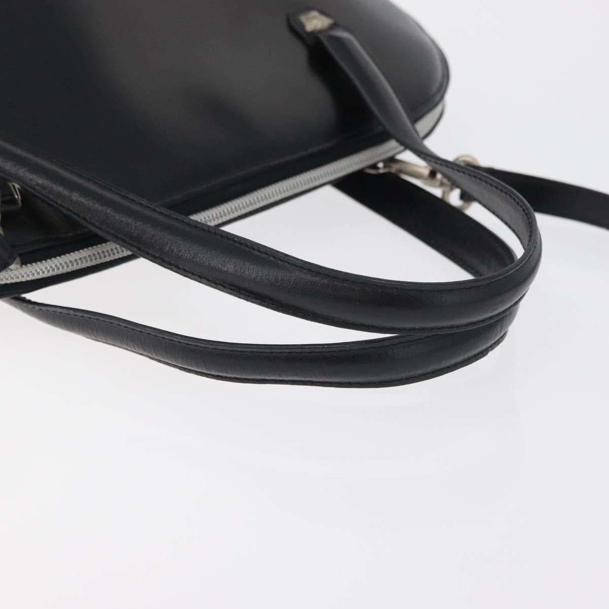 Gianni Versace Hand Bag Leather 2way Black Silver Auth 177571
