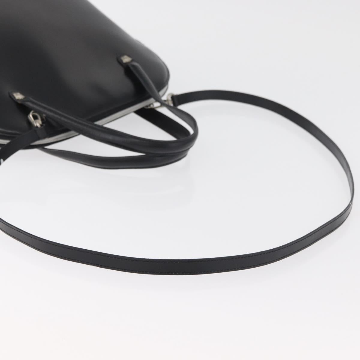 Gianni Versace Hand Bag Leather 2way Black Silver Auth 177571