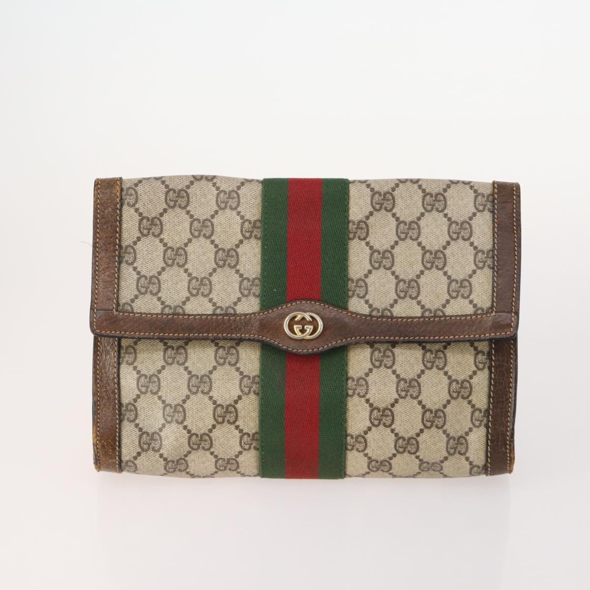 GUCCI MCM GG Canvas Vicetos Logogram Clutch Bag 3 Set Beige Brown Auth 177575