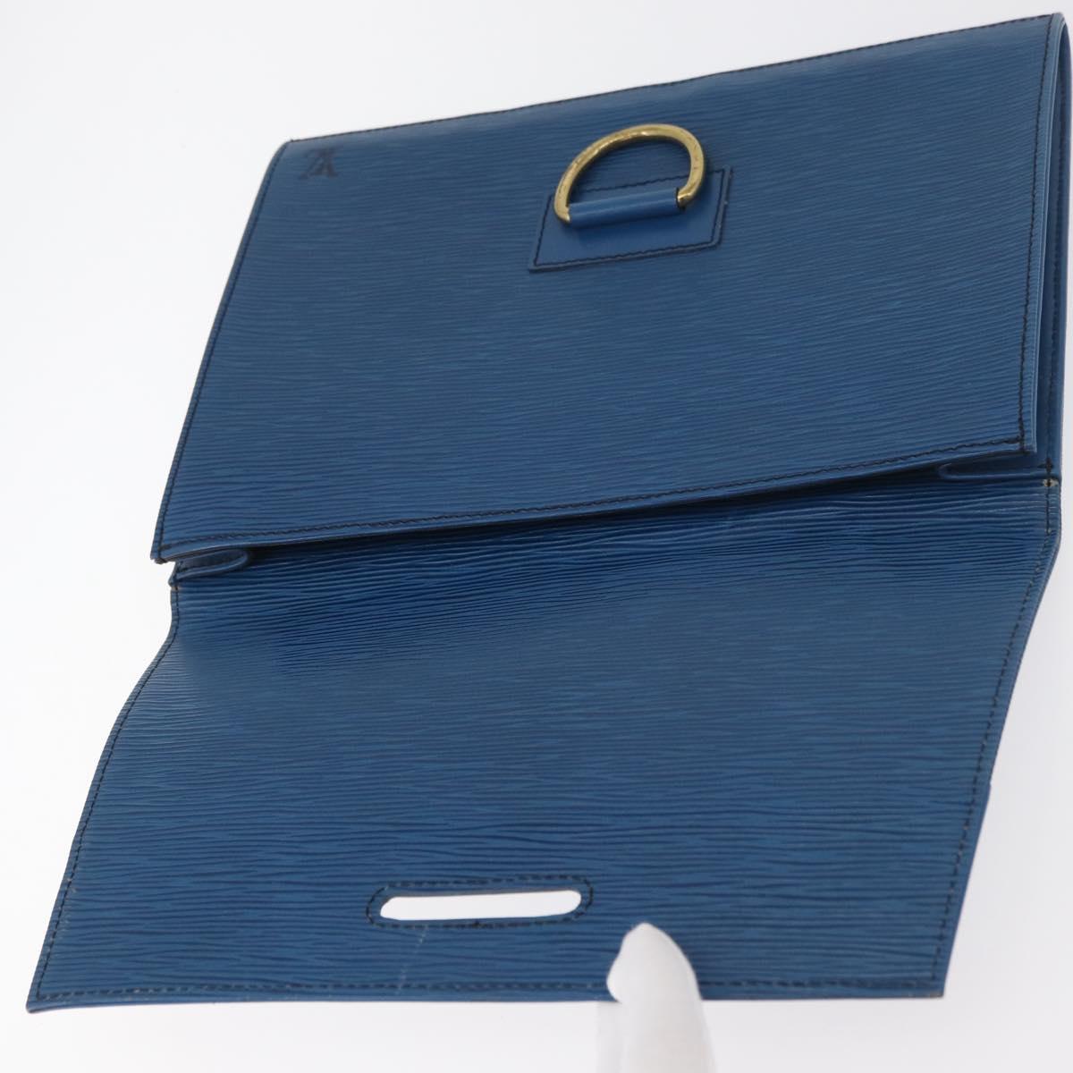 LOUIS VUITTON Epi Jena Clutch Bag Blue M52715 LV Auth 177598