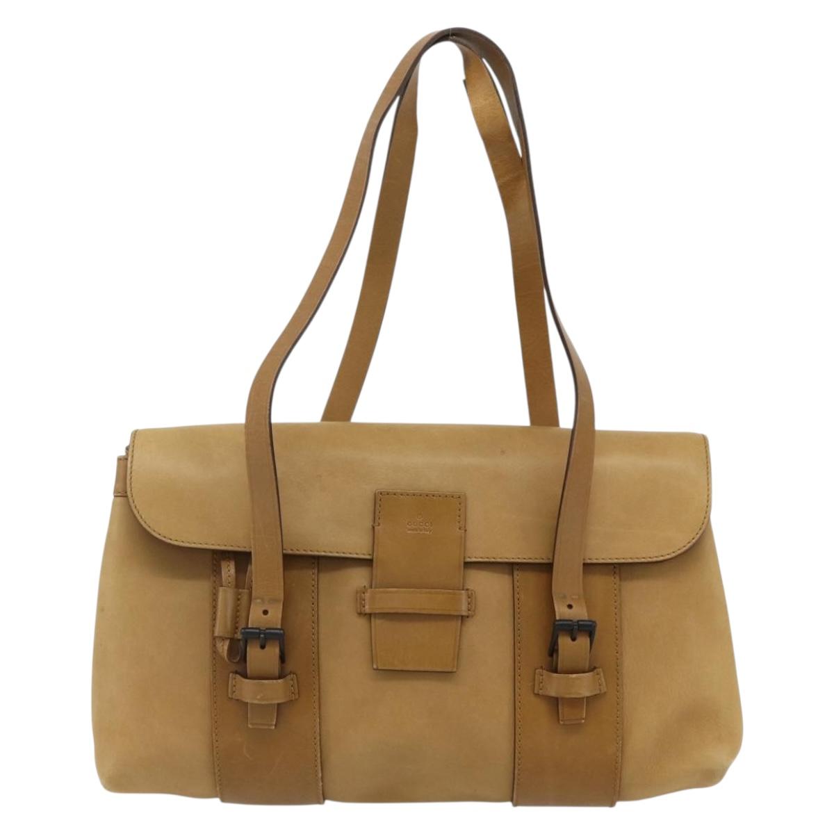 GUCCI Hand Bag Leather Beige 101287 Auth 177601