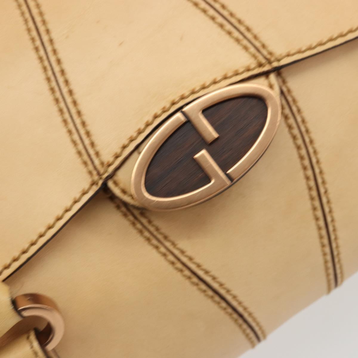 GUCCI Hand Bag Leather Beige Gold 124245 Auth 177602A