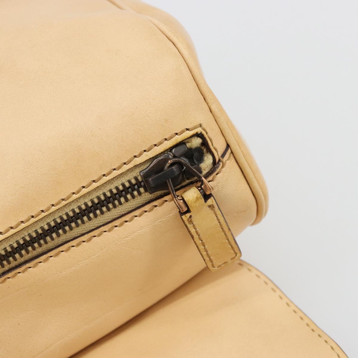 GUCCI Hand Bag Leather Beige Gold 124245 Auth 177602A