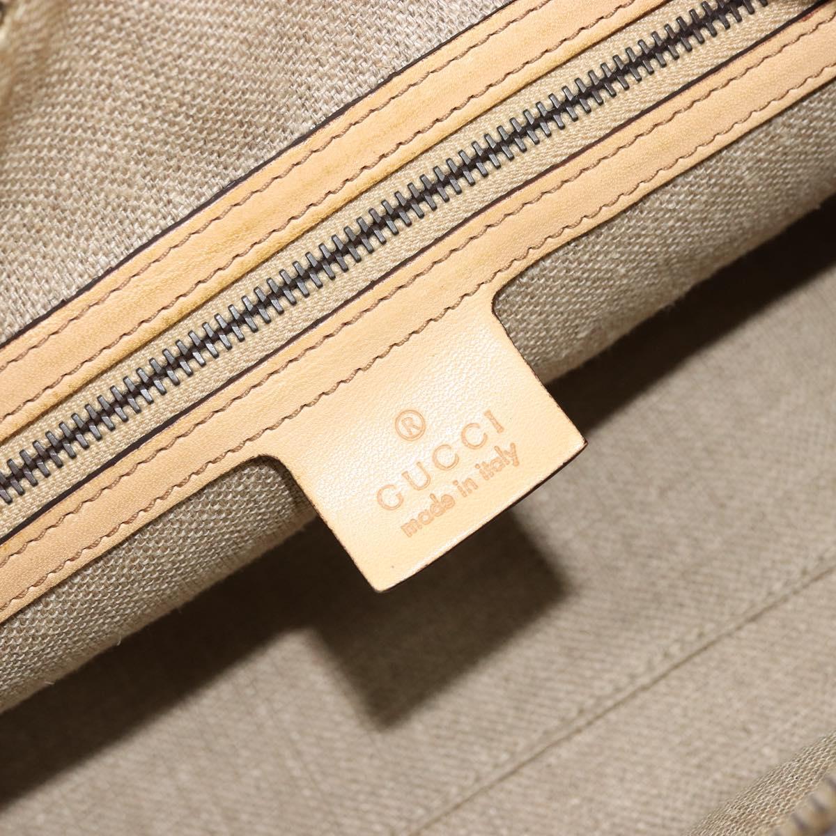GUCCI Hand Bag Leather Beige Gold 124245 Auth 177602A