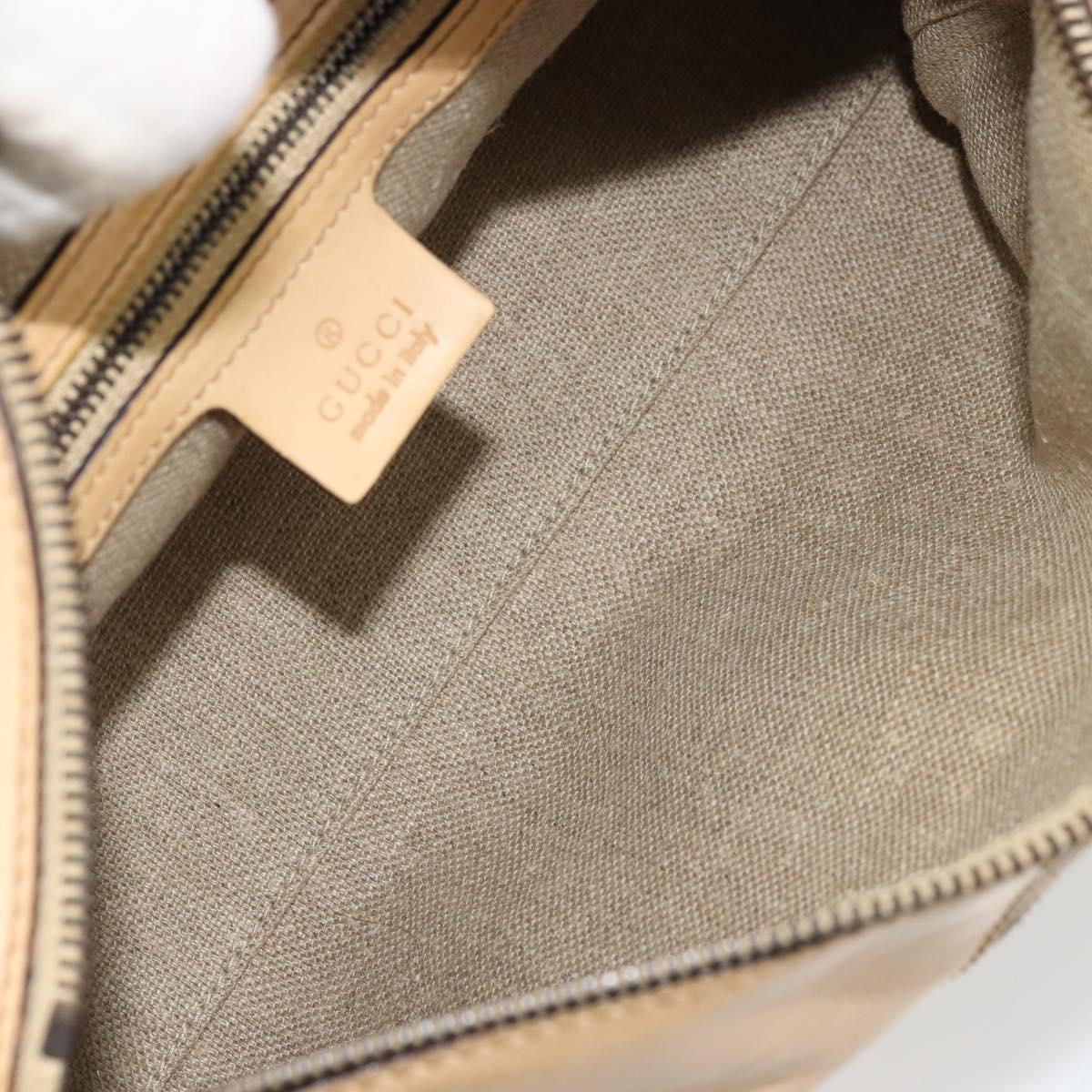 GUCCI Hand Bag Leather Beige Gold 124245 Auth 177602A