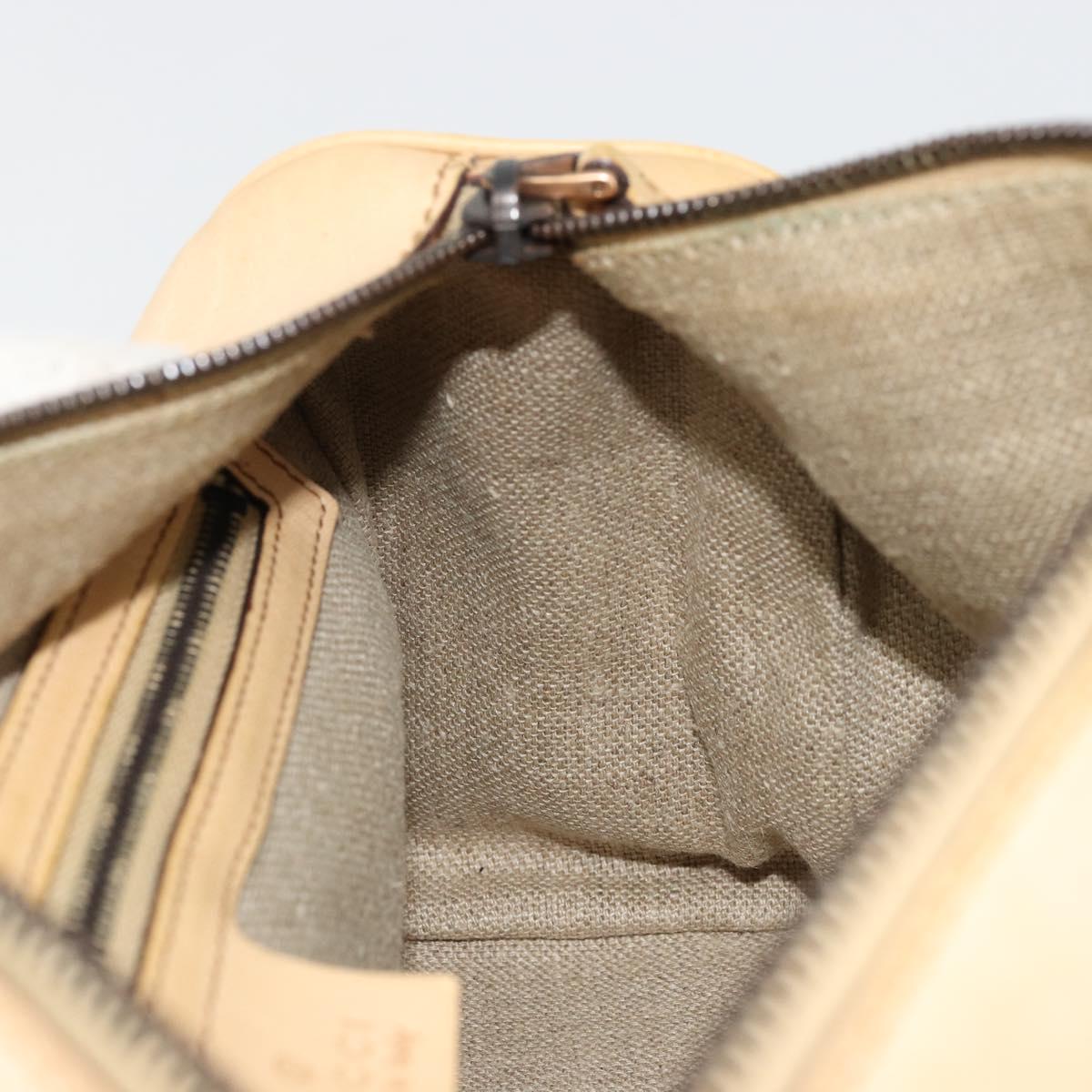 GUCCI Hand Bag Leather Beige Gold 124245 Auth 177602A