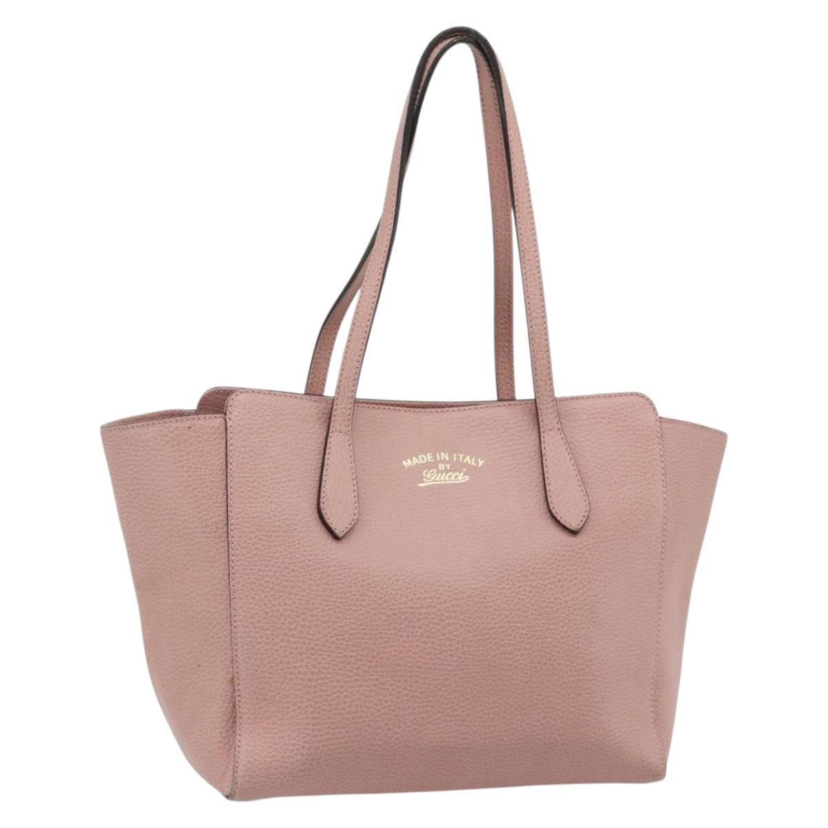 GUCCI Swing Tote Bag Leather Pink Gold 354408 Auth 177603