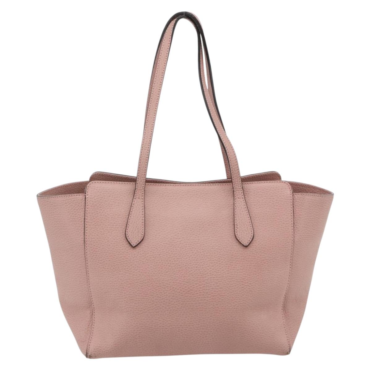 GUCCI Swing Tote Bag Leather Pink Gold 354408 Auth 177603