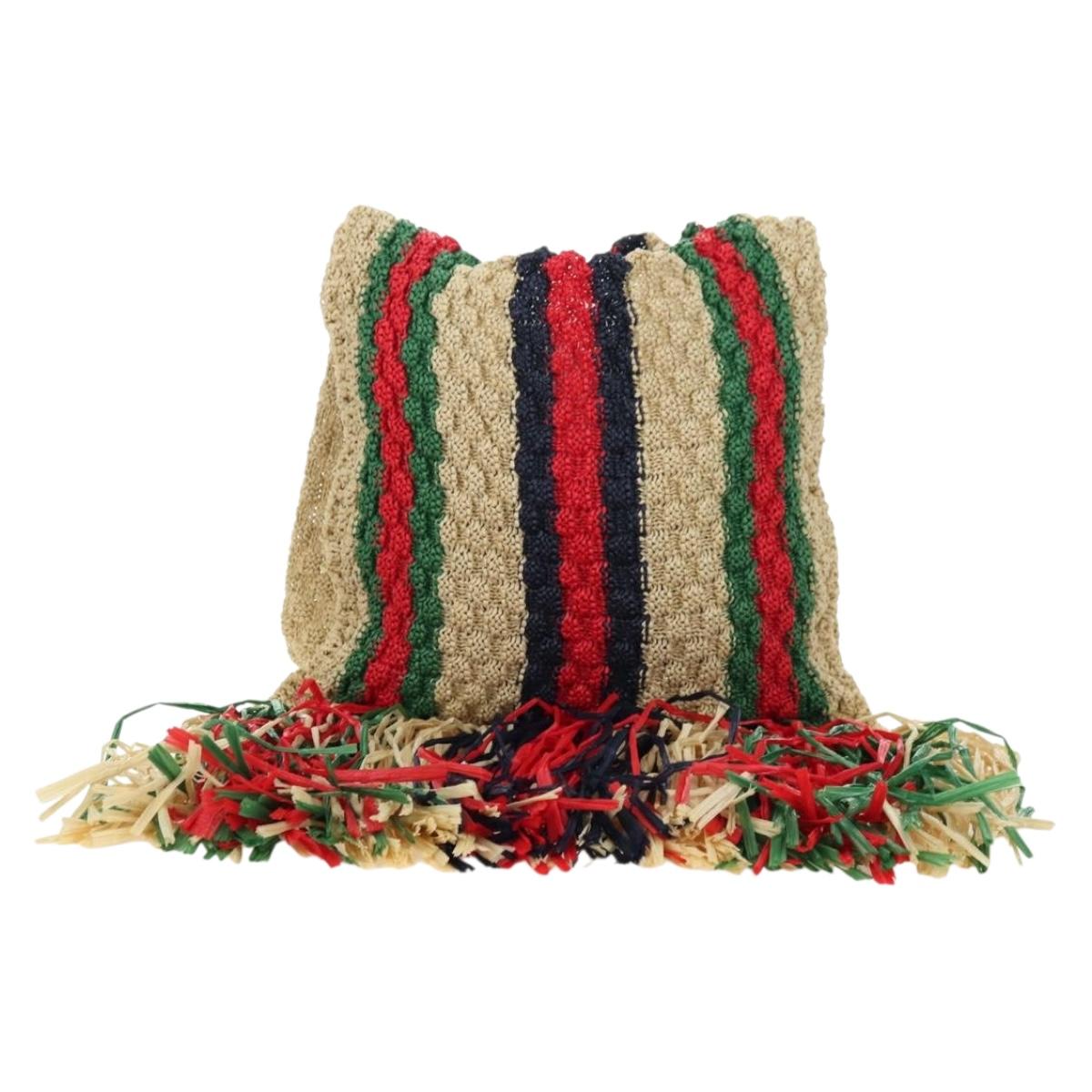 GUCCI Shoulder Bag Raffia Multicolor Auth 177605M