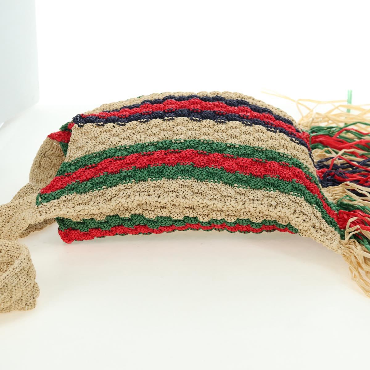 GUCCI Shoulder Bag Raffia Multicolor Auth 177605M