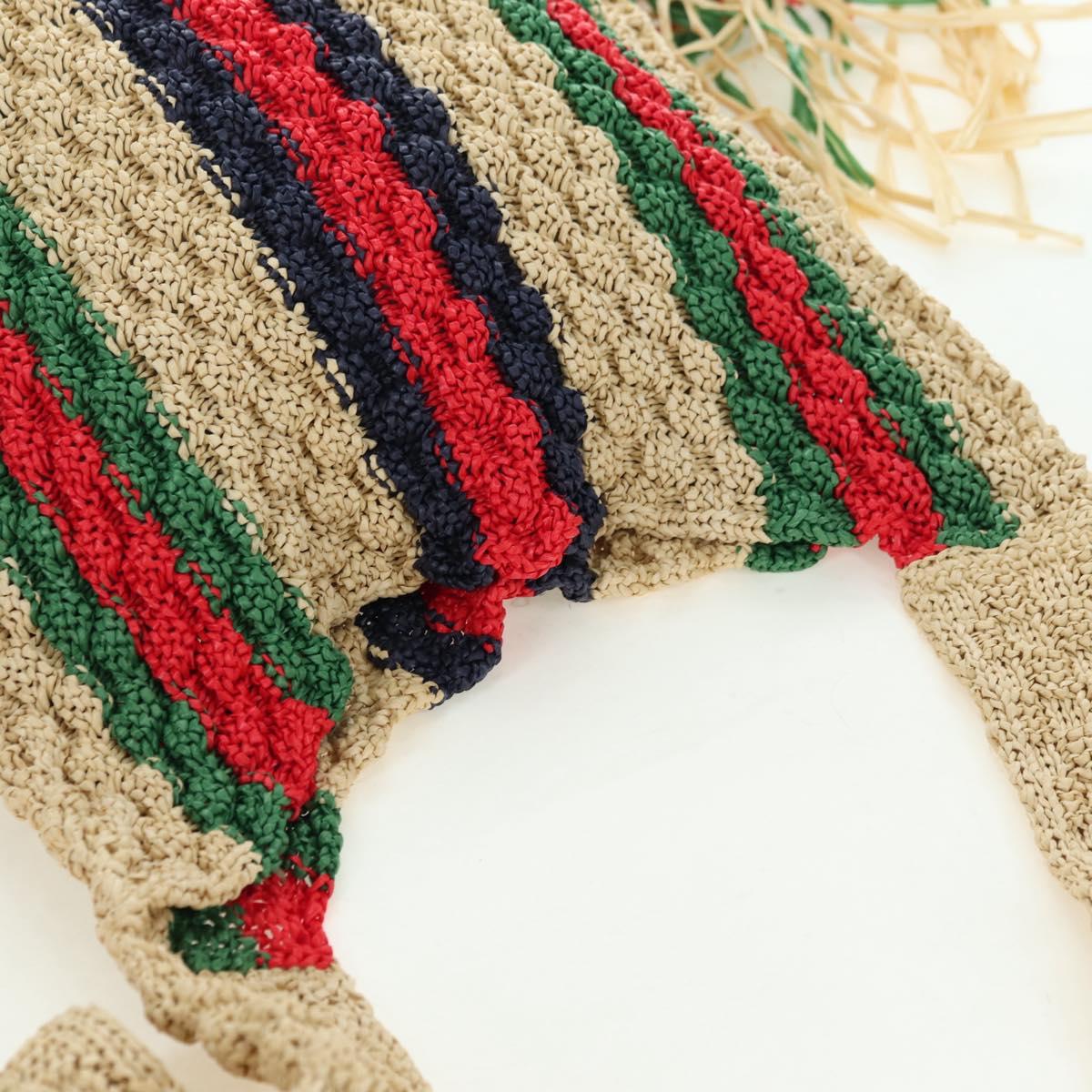 GUCCI Shoulder Bag Raffia Multicolor Auth 177605M