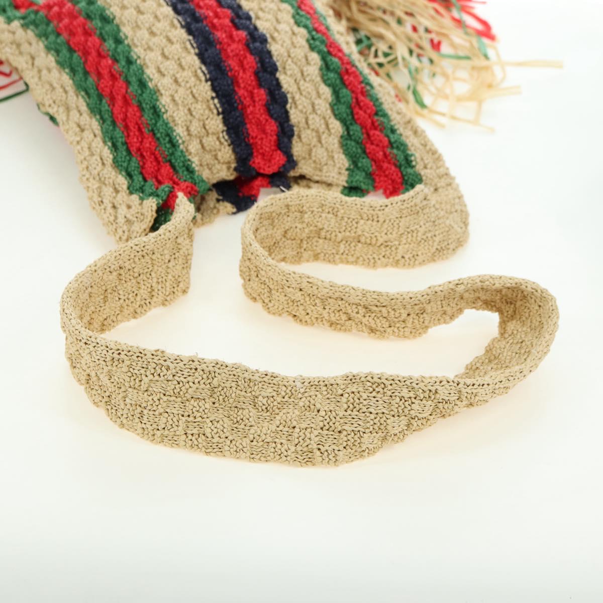 GUCCI Shoulder Bag Raffia Multicolor Auth 177605M