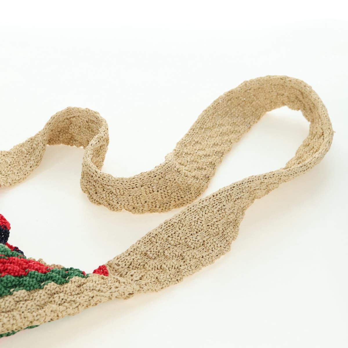 GUCCI Shoulder Bag Raffia Multicolor Auth 177605M