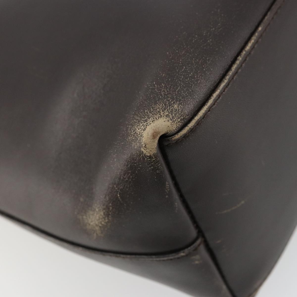 GUCCI Bamboo Shoulder Bag Leather Dark Brown Gold 001 3007 Auth 177607
