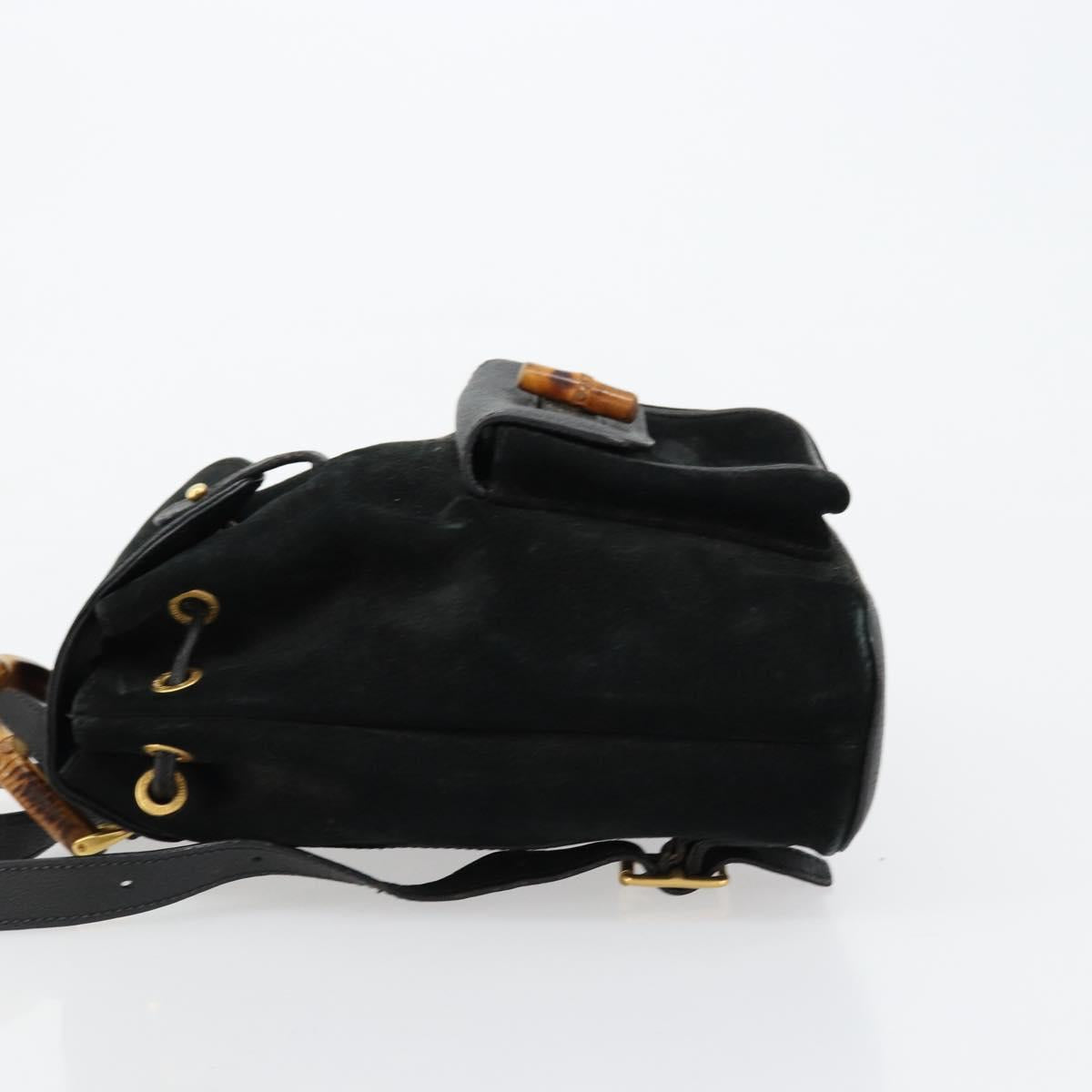GUCCI Bamboo Backpack Suede Black Gold 003 1705 0030 Auth 177608