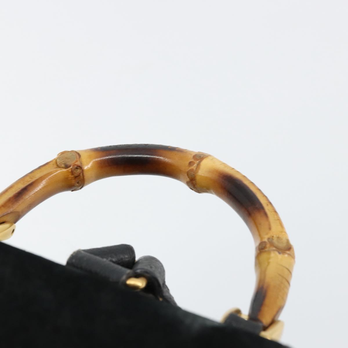 GUCCI Bamboo Backpack Suede Black Gold 003 1705 0030 Auth 177608
