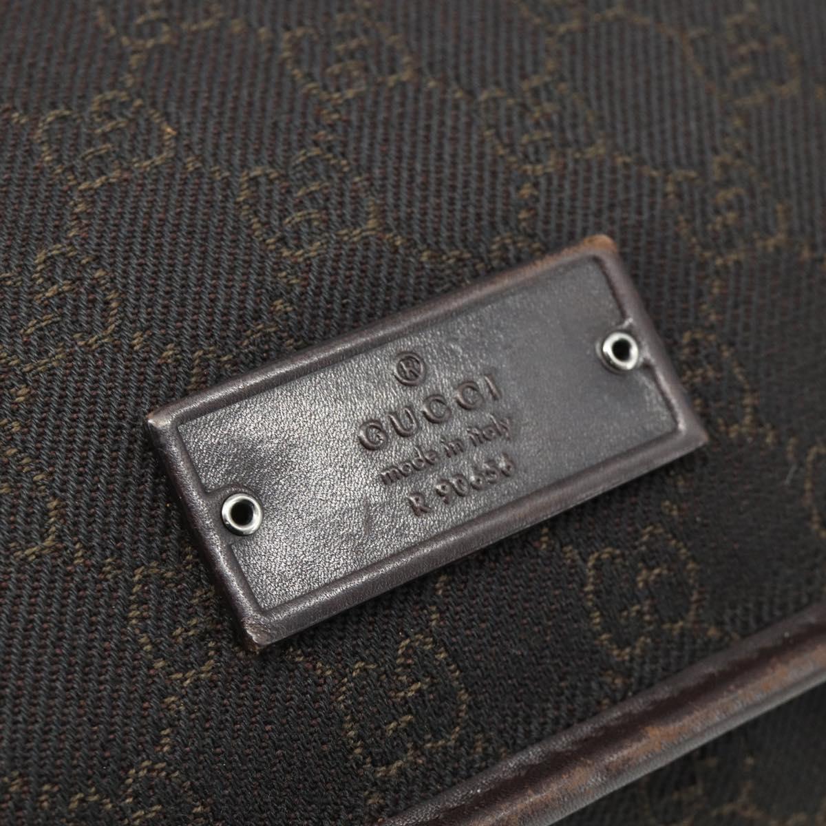 GUCCI GG Canvas Shoulder Bag Dark Brown Silver 90656 Auth 177610