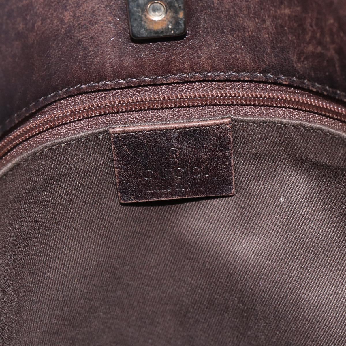 GUCCI GG Canvas Shoulder Bag Dark Brown Silver 90656 Auth 177610