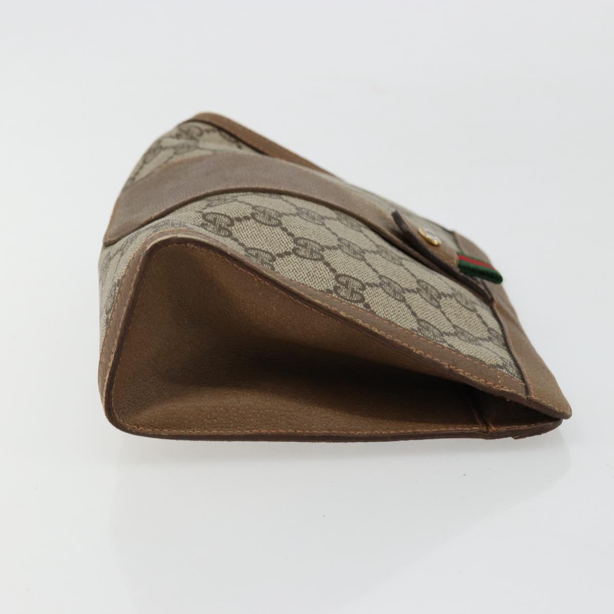 GUCCI GG Supreme Web Sherry Line Clutch Bag PVC Beige 89 01 032 Auth 177611