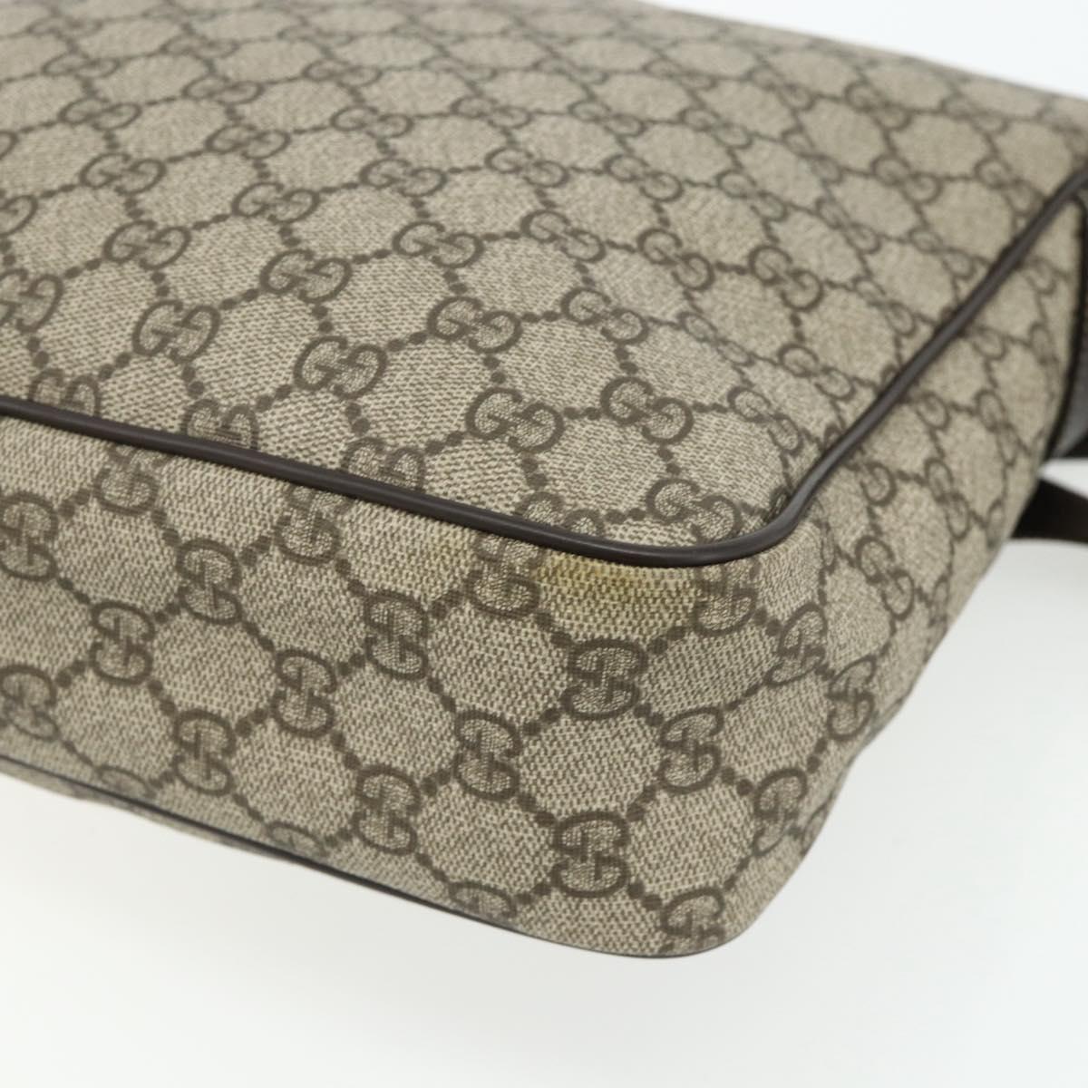 GUCCI GG Supreme Shoulder Bag PVC Leather Beige Gold 201448 Auth 177612A
