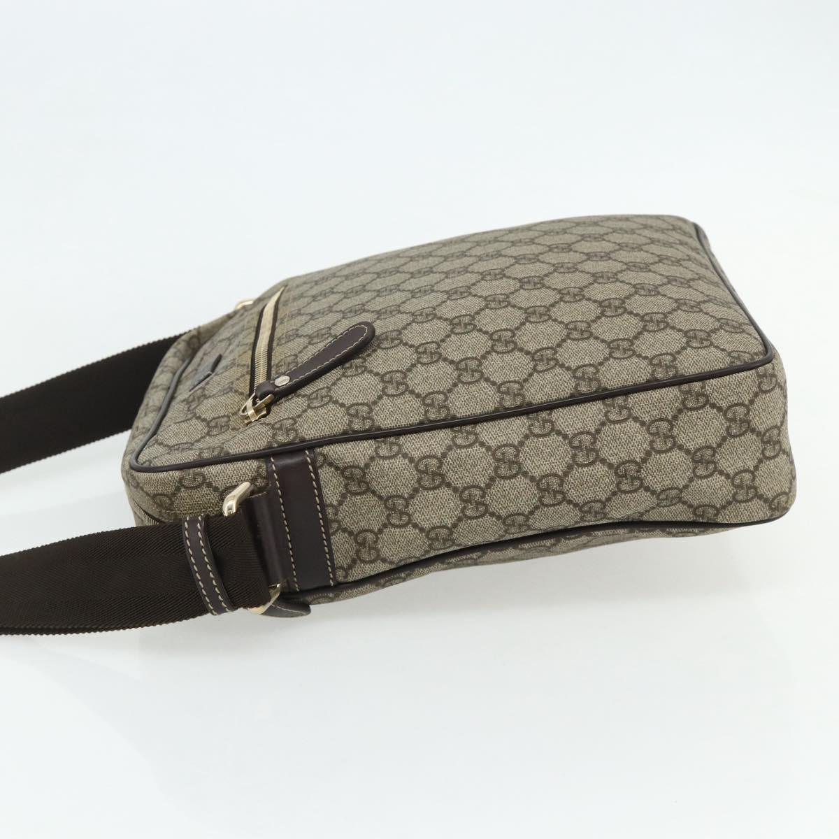 GUCCI GG Supreme Shoulder Bag PVC Leather Beige Gold 201448 Auth 177612A