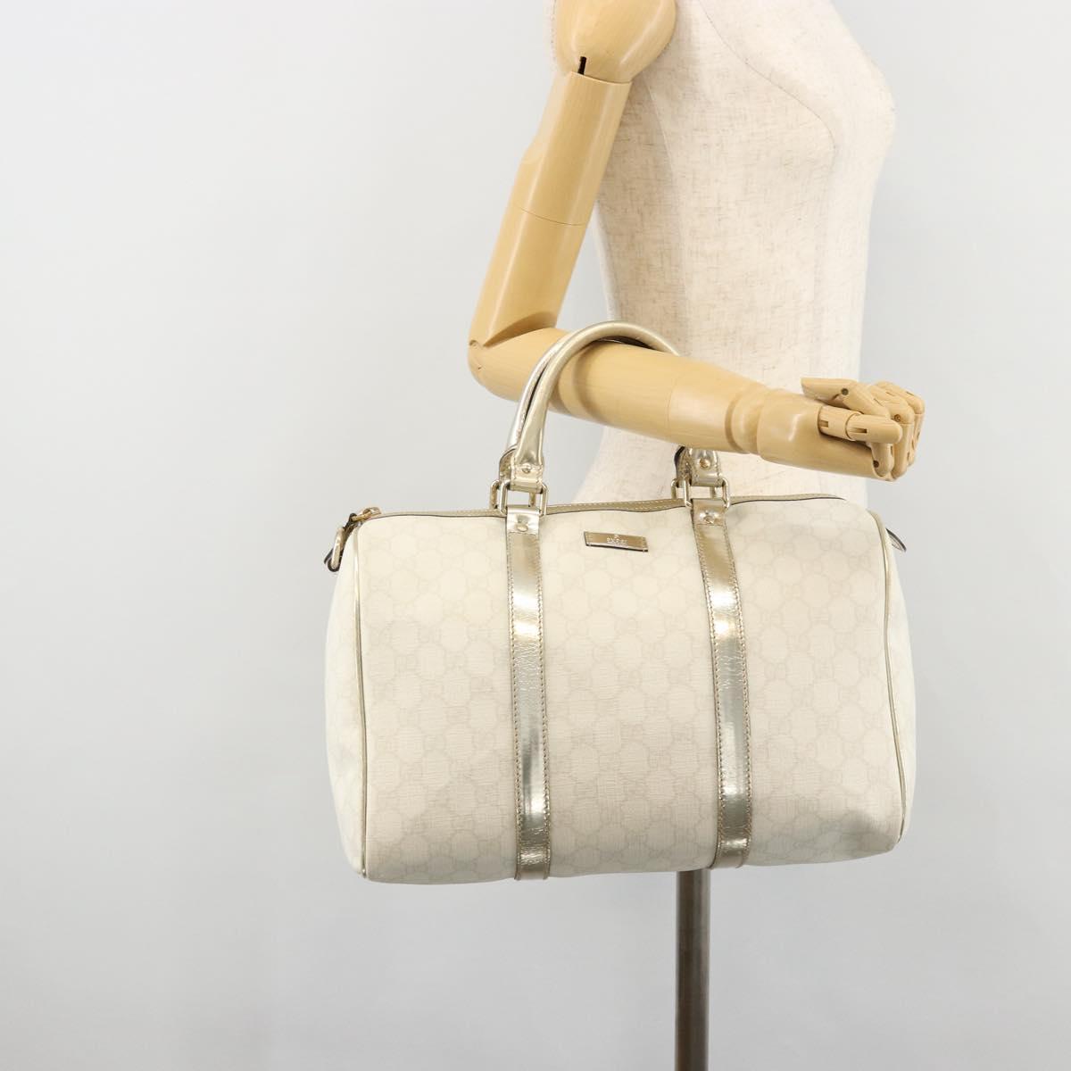 GUCCI GG Supreme Boston Bag PVC White Gold 193603 Auth 177613A