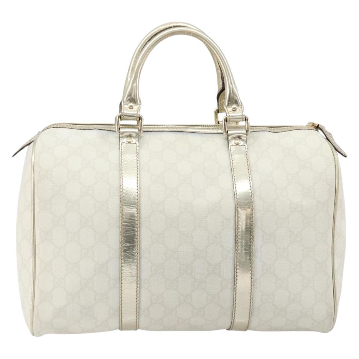 GUCCI GG Supreme Boston Bag PVC White Gold 193603 Auth 177613A