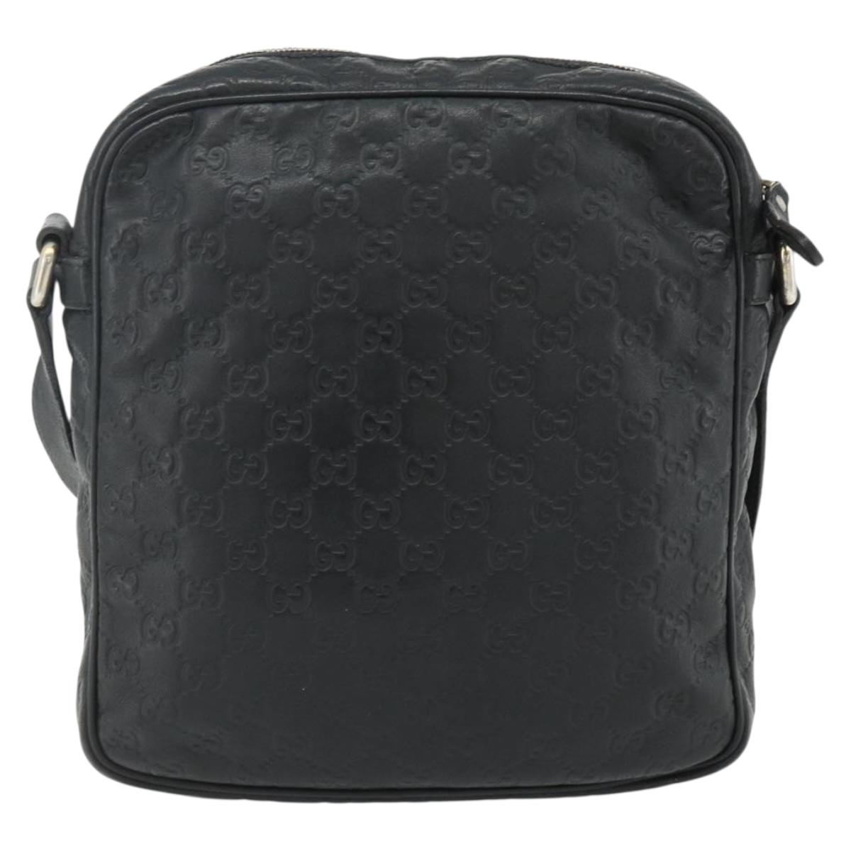 GUCCI GG Canvas Guccissima Shoulder Bag Leather Black Gold 201448 Auth 177614