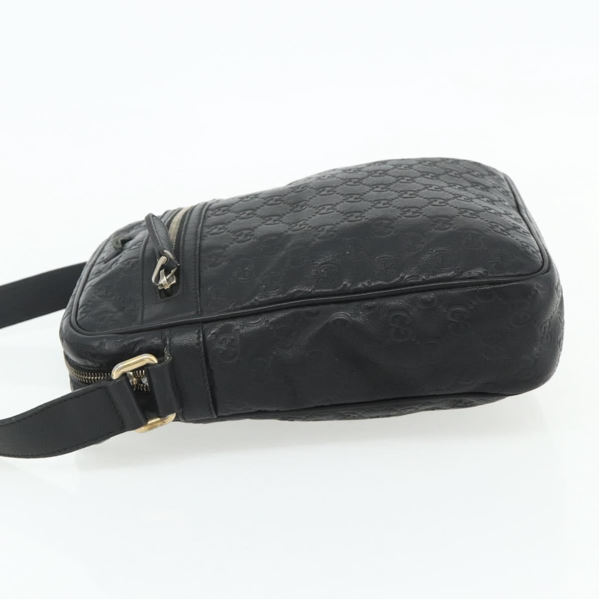 GUCCI GG Canvas Guccissima Shoulder Bag Leather Black Gold 201448 Auth 177614