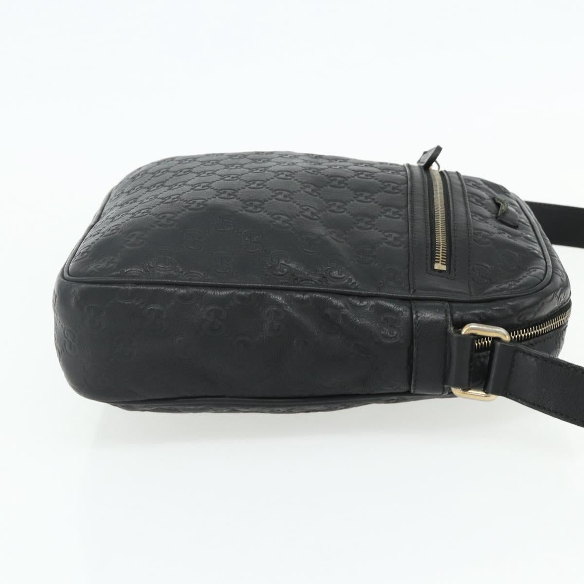 GUCCI GG Canvas Guccissima Shoulder Bag Leather Black Gold 201448 Auth 177614
