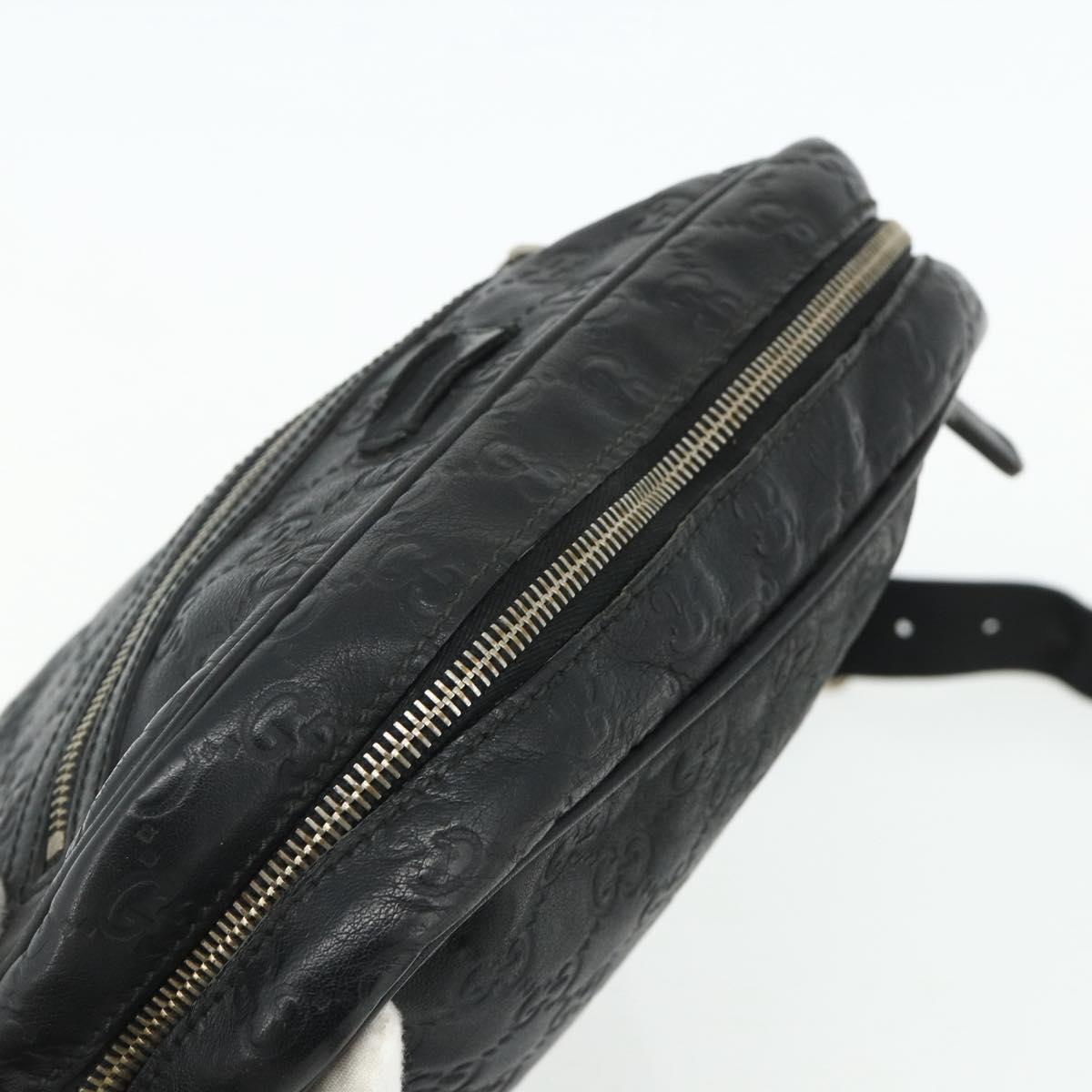 GUCCI GG Canvas Guccissima Shoulder Bag Leather Black Gold 201448 Auth 177614