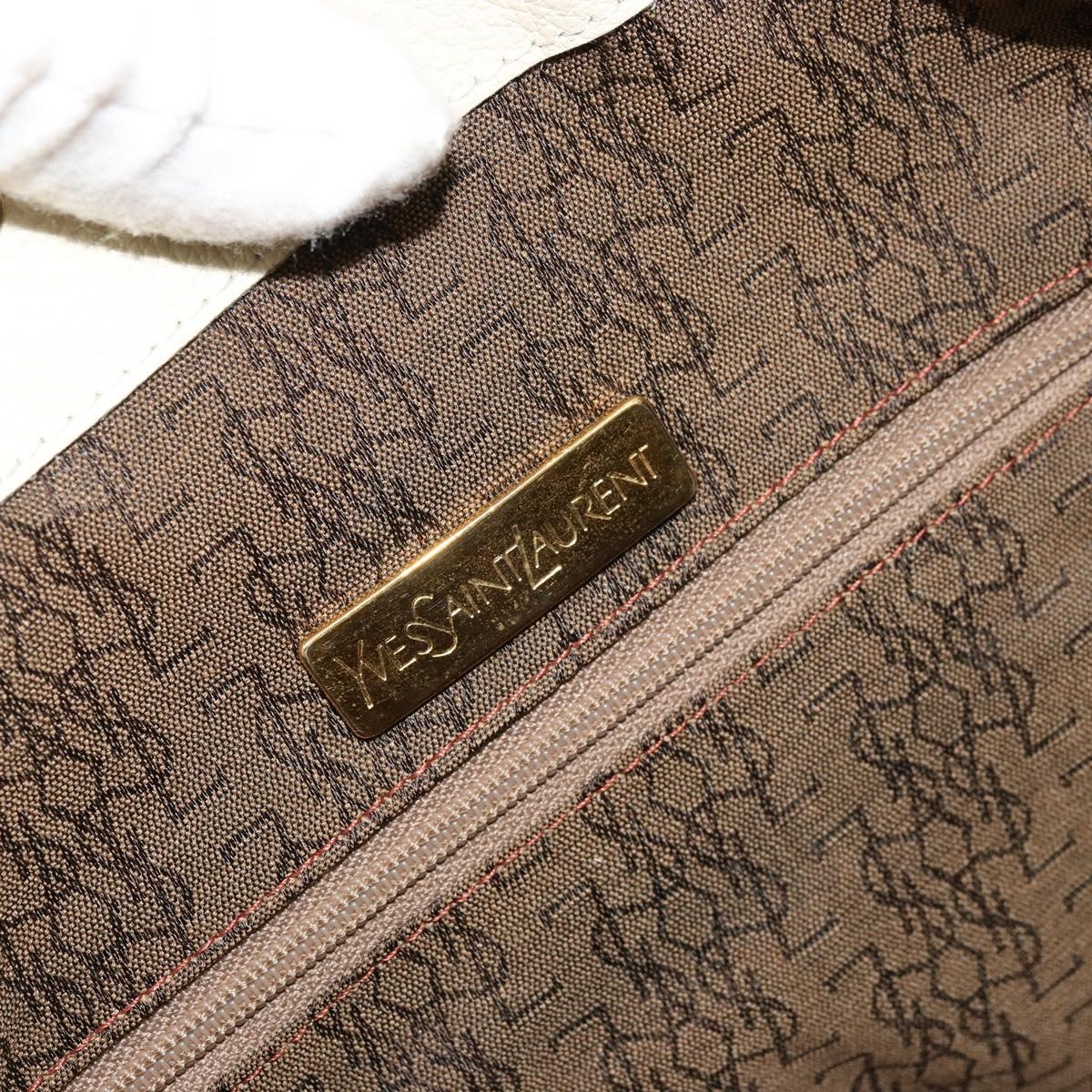 SAINT LAURENT Shoulder Bag Leather Ivory Gold Auth 177619A